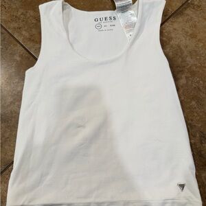 GUESS White Scoop Neck Tank Top